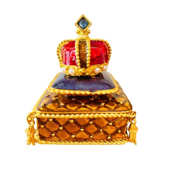 King Queen Crown Enamel Trinket Boxes Set of 2 Ring Jewelry Holder Wedding - Picture 5 of 12